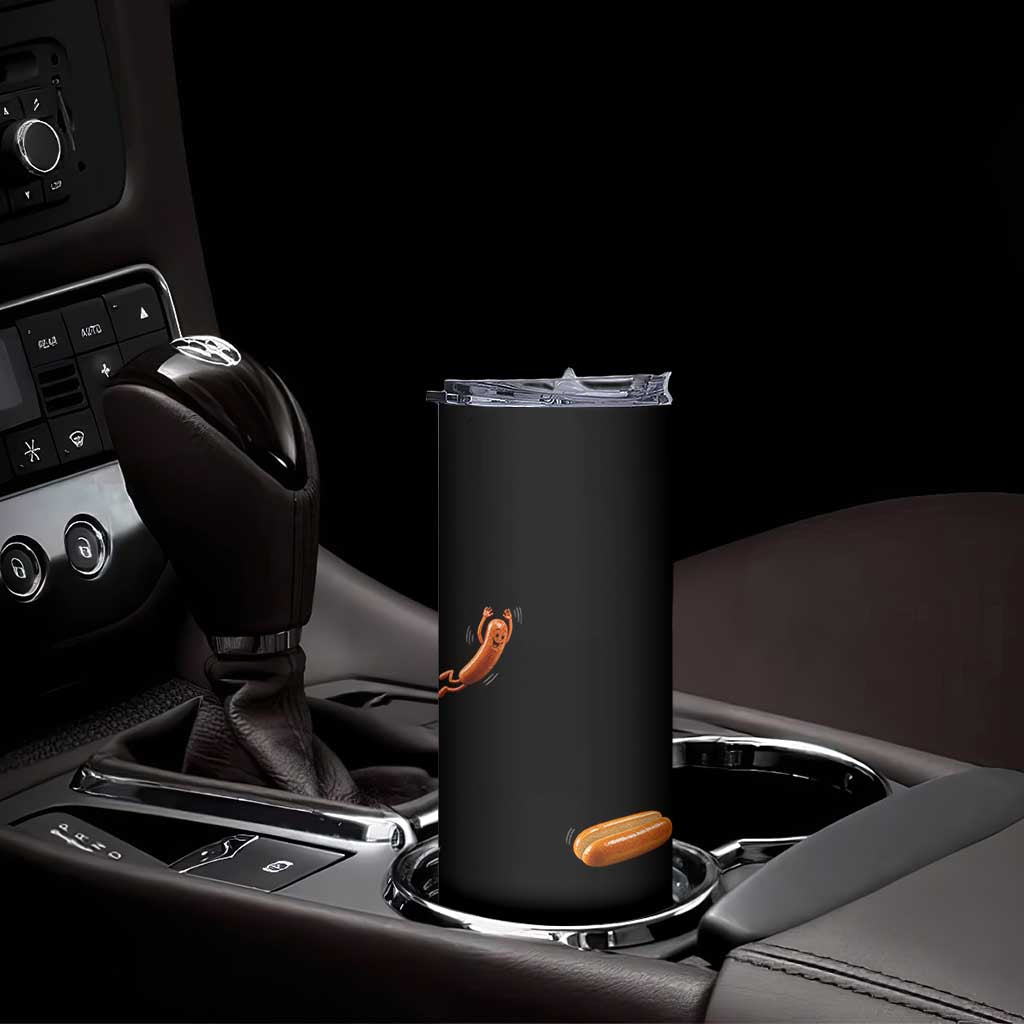 Funny Hot Dog Skinny Tumbler Hotdog Jumping Into Bun Sausage BBQ Grilling High Dive TS10 Print Your Wear