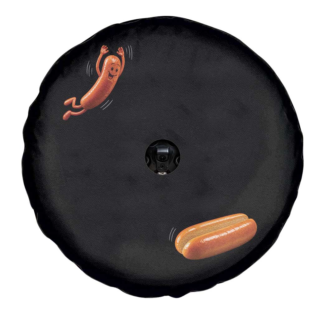 Funny Hot Dog Spare Tire Cover Hotdog Jumping Into Bun Sausage BBQ Grilling High Dive TS10 Print Your Wear