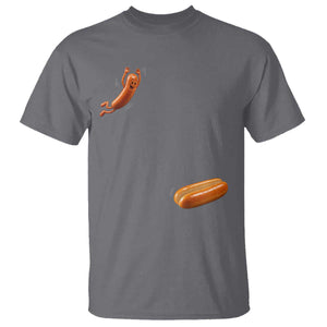 Funny Hot Dog – Hotdog Jumping Into Bun T-Shirt – BBQ Grilling Humor Tee TS10 Charcoal Print Your Wear