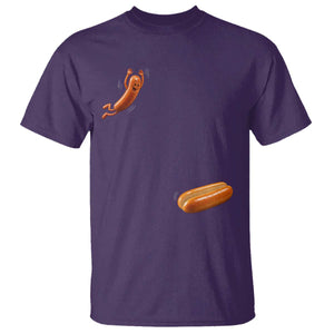 Funny Hot Dog – Hotdog Jumping Into Bun T-Shirt – BBQ Grilling Humor Tee TS10 Purple Print Your Wear