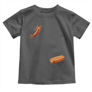 Funny Hot Dog Toddler T Shirt Hotdog Jumping Into Bun Sausage BBQ Grilling High Dive TS10 Dark Heather Print Your Wear