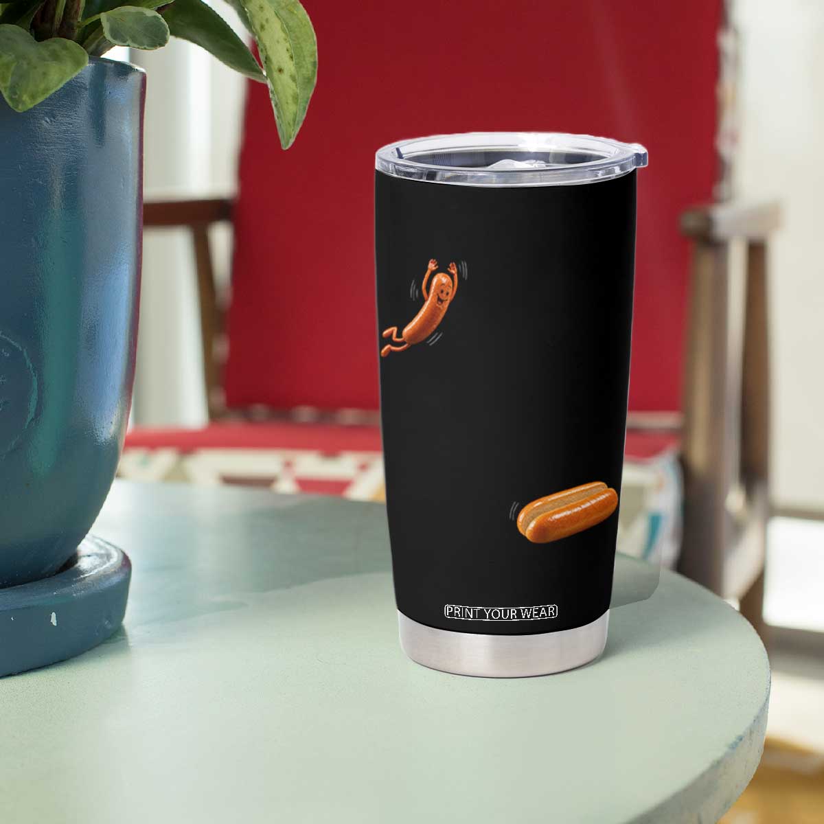 Funny Hot Dog Tumbler Cup Hotdog Jumping Into Bun Sausage BBQ Grilling High Dive TS10 Print Your Wear