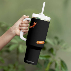 Funny Hot Dog Tumbler With Handle Hotdog Jumping Into Bun Sausage BBQ Grilling High Dive TS10 Print Your Wear