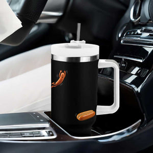 Funny Hot Dog Tumbler With Handle Hotdog Jumping Into Bun Sausage BBQ Grilling High Dive TS10 Print Your Wear