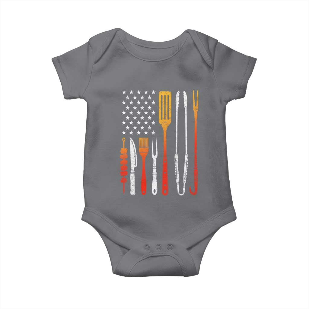 Bbq Smoker Baby Onesie Barbecue Chef Smoking Tools Grilling Pit Master USA Flag TS10 Charcoal Print Your Wear