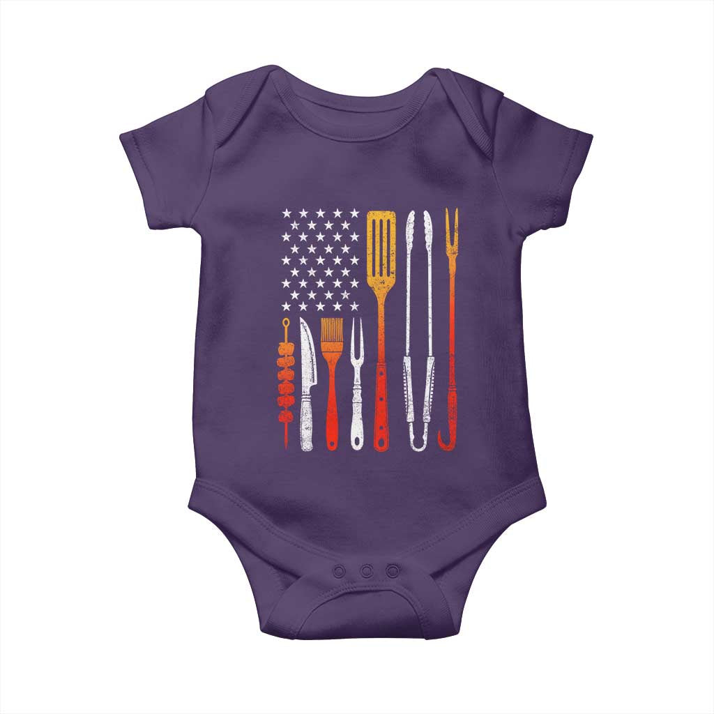 Bbq Smoker Baby Onesie Barbecue Chef Smoking Tools Grilling Pit Master USA Flag TS10 Purple Print Your Wear