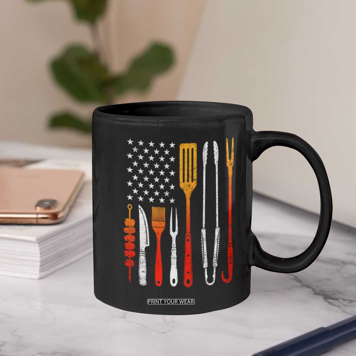 Bbq Smoker Coffee Mug Barbecue Chef Smoking Tools Grilling Pit Master USA Flag TS10 Print Your Wear
