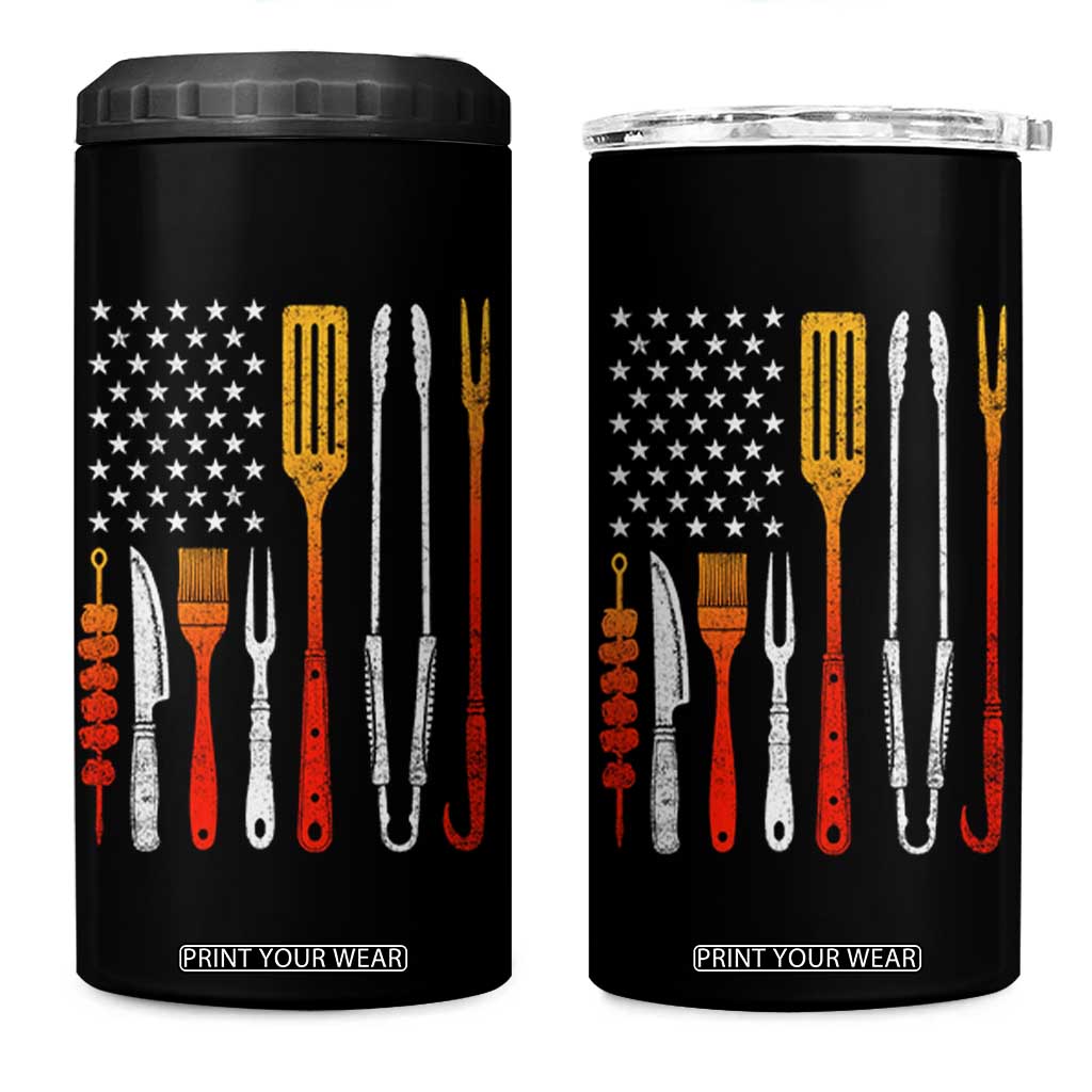 Bbq Smoker 4 in 1 Can Cooler Tumbler Barbecue Chef Smoking Tools Grilling Pit Master USA Flag TS10 One Size: 16 oz Black Print Your Wear