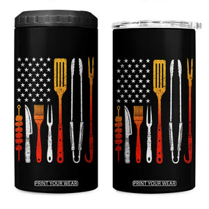 Bbq Smoker 4 in 1 Can Cooler Tumbler Barbecue Chef Smoking Tools Grilling Pit Master USA Flag TS10 One Size: 16 oz Black Print Your Wear