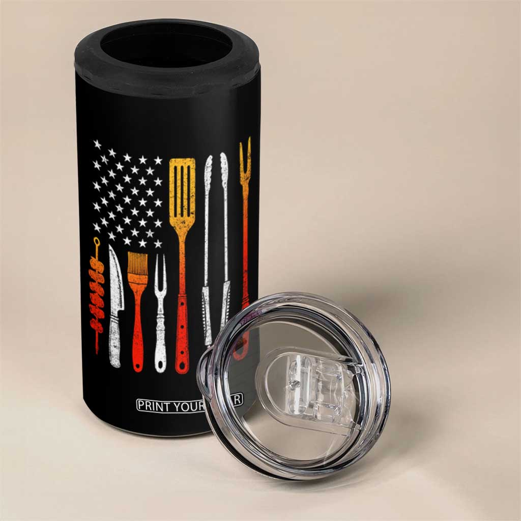Bbq Smoker 4 in 1 Can Cooler Tumbler Barbecue Chef Smoking Tools Grilling Pit Master USA Flag TS10 Print Your Wear