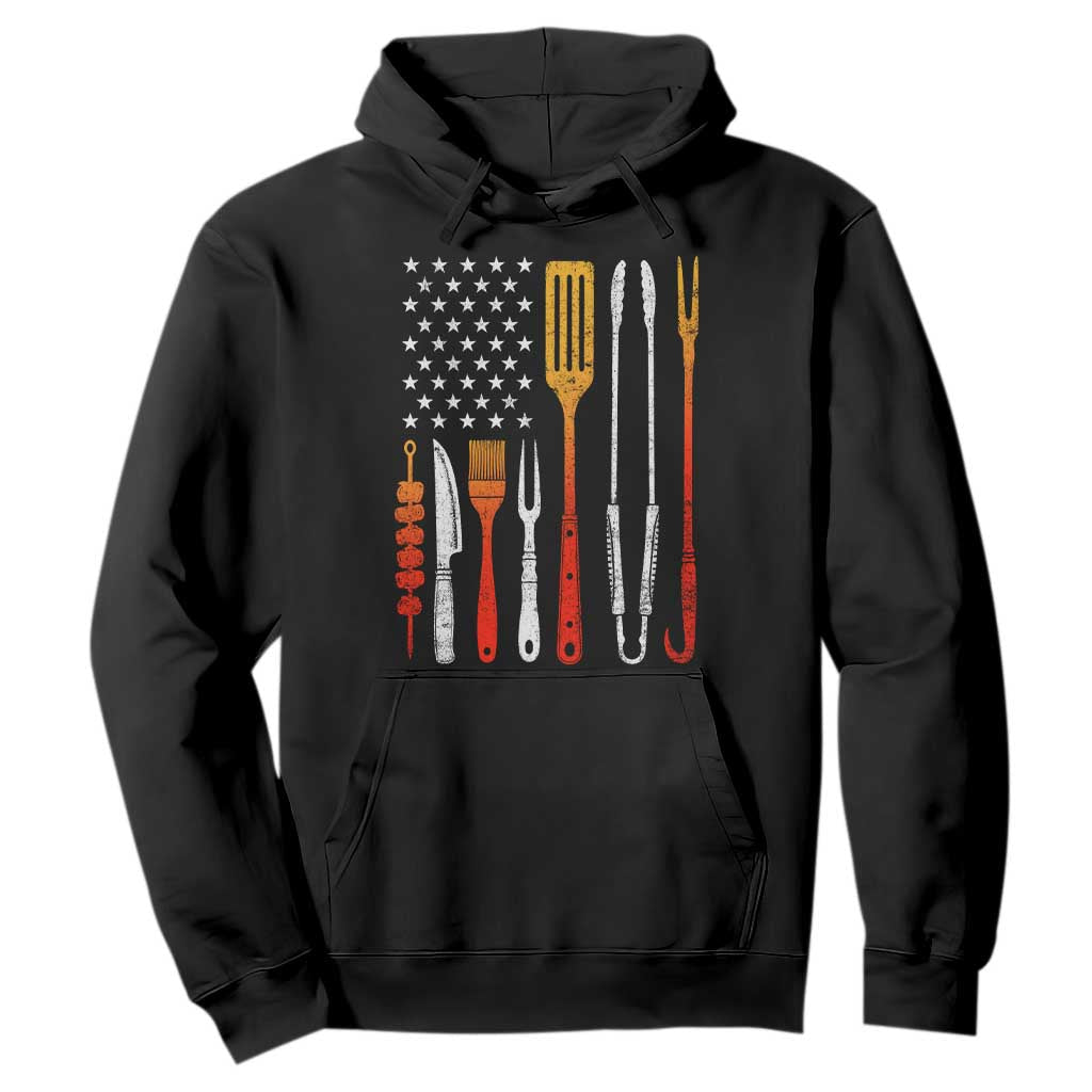 Bbq Smoker Hoodie Barbecue Chef Smoking Tools Grilling Pit Master USA Flag TS10 Black Print Your Wear