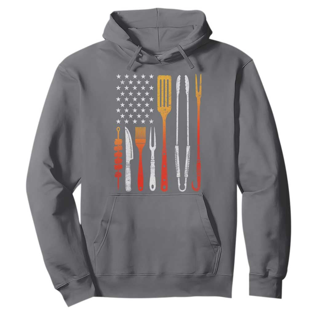 Bbq Smoker Hoodie Barbecue Chef Smoking Tools Grilling Pit Master USA Flag TS10 Charcoal Print Your Wear