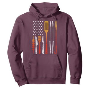 Bbq Smoker Hoodie Barbecue Chef Smoking Tools Grilling Pit Master USA Flag TS10 Maroon Print Your Wear