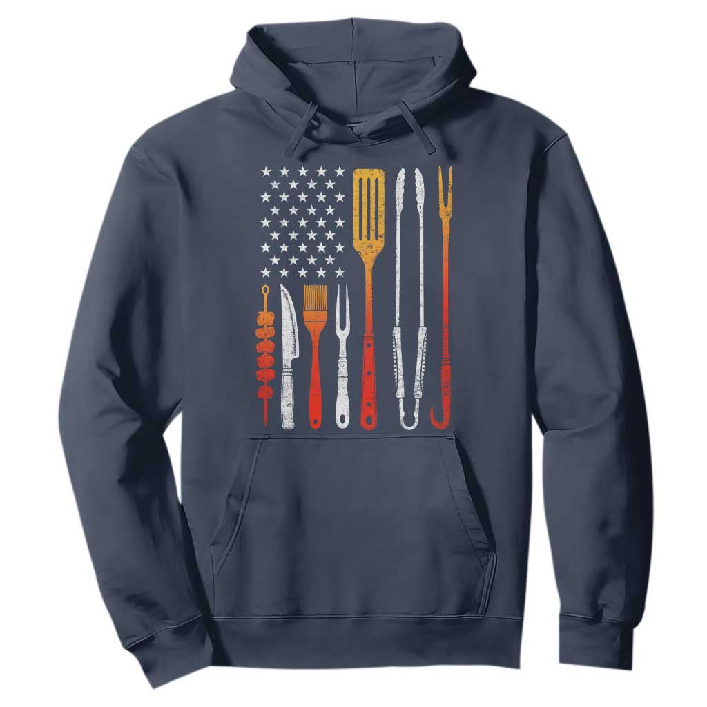 Bbq Smoker Hoodie Barbecue Chef Smoking Tools Grilling Pit Master USA Flag TS10 Navy Print Your Wear