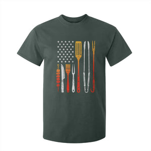Bbq Smoker T Shirt For Kid Barbecue Chef Smoking Tools Grilling Pit Master USA Flag TS10 Dark Forest Green Print Your Wear