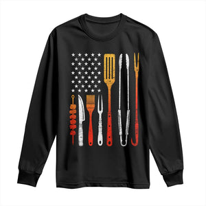 Bbq Smoker Long Sleeve Shirt Barbecue Chef Smoking Tools Grilling Pit Master USA Flag TS10 Black Print Your Wear