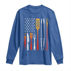 Bbq Smoker Long Sleeve Shirt Barbecue Chef Smoking Tools Grilling Pit Master USA Flag TS10 Royal Blue Print Your Wear
