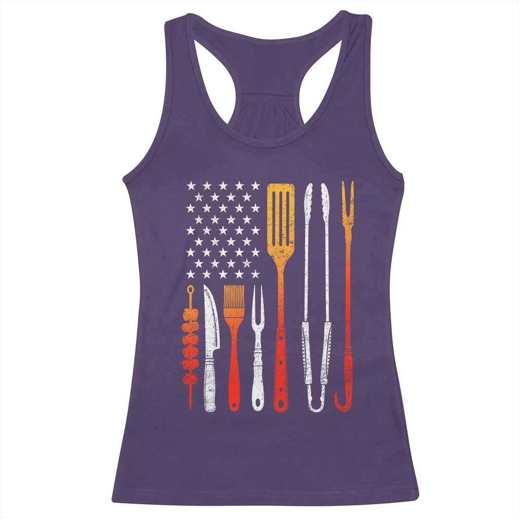 Bbq Smoker Racerback Tank Top Barbecue Chef Smoking Tools Grilling Pit Master USA Flag TS10 Purple Print Your Wear