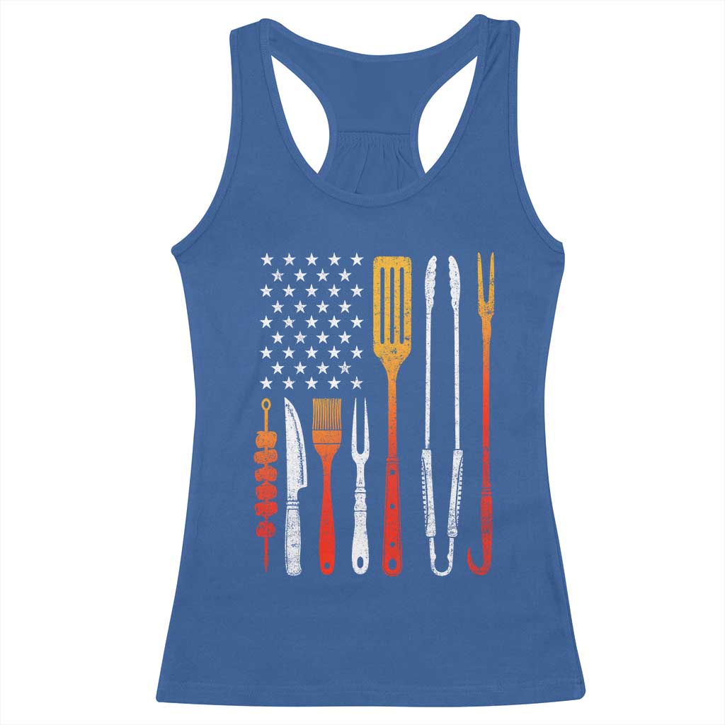 Bbq Smoker Racerback Tank Top Barbecue Chef Smoking Tools Grilling Pit Master USA Flag TS10 Royal Blue Print Your Wear