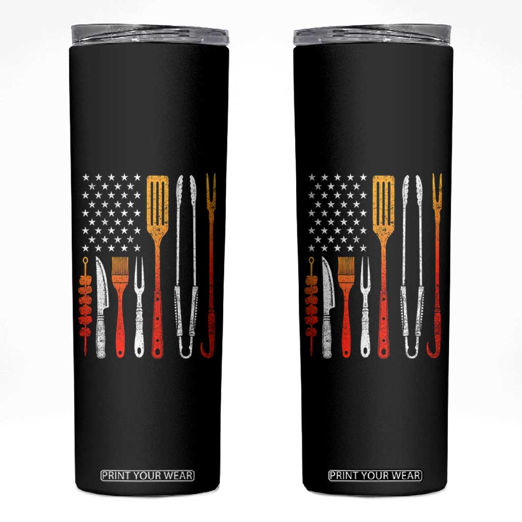 Bbq Smoker Skinny Tumbler Barbecue Chef Smoking Tools Grilling Pit Master USA Flag TS10 Black Print Your Wear