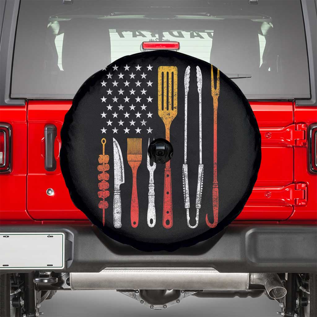 Bbq Smoker Spare Tire Cover Barbecue Chef Smoking Tools Grilling Pit Master USA Flag TS10 Black Print Your Wear