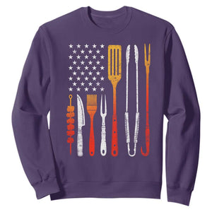 Bbq Smoker Sweatshirt Barbecue Chef Smoking Tools Grilling Pit Master USA Flag TS10 Purple Print Your Wear