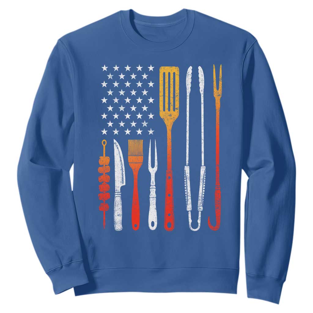 Bbq Smoker Sweatshirt Barbecue Chef Smoking Tools Grilling Pit Master USA Flag TS10 Royal Blue Print Your Wear