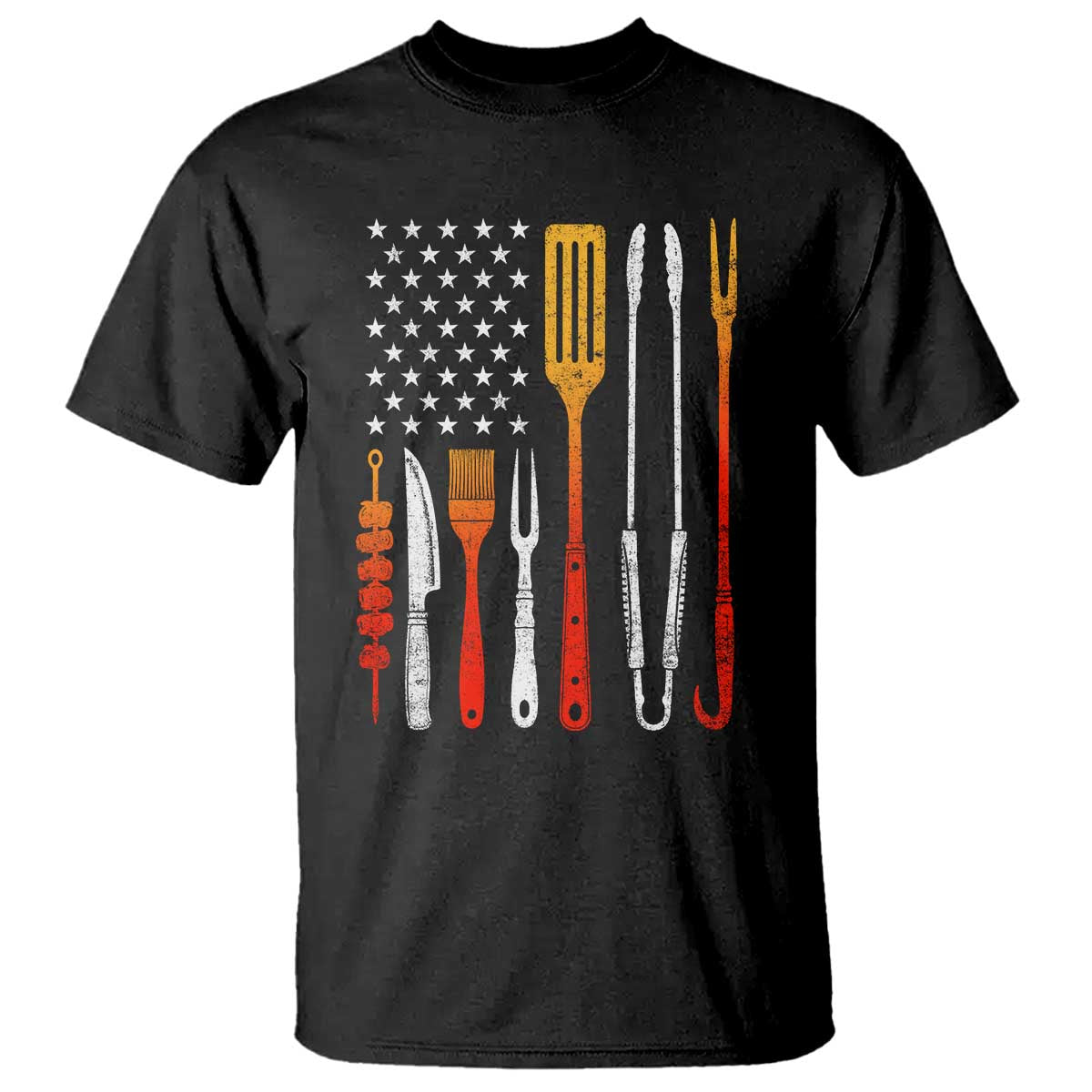 Bbq Smoker T Shirt Barbecue Chef Smoking Tools Grilling Pit Master USA Flag TS10 Black Print Your Wear