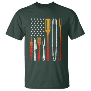 Bbq Smoker T Shirt Barbecue Chef Smoking Tools Grilling Pit Master USA Flag TS10 Dark Forest Green Print Your Wear