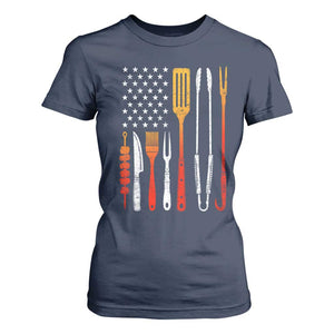 Bbq Smoker T Shirt For Women Barbecue Chef Smoking Tools Grilling Pit Master USA Flag TS10 Navy Print Your Wear