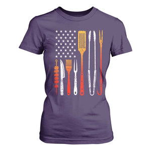 Bbq Smoker T Shirt For Women Barbecue Chef Smoking Tools Grilling Pit Master USA Flag TS10 Purple Print Your Wear