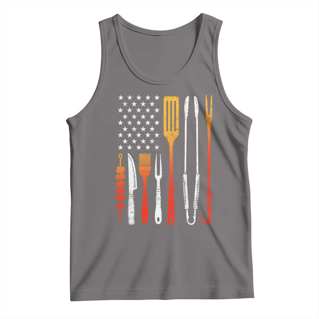 Bbq Smoker Tank Top Barbecue Chef Smoking Tools Grilling Pit Master USA Flag TS10 Deep Heather Print Your Wear