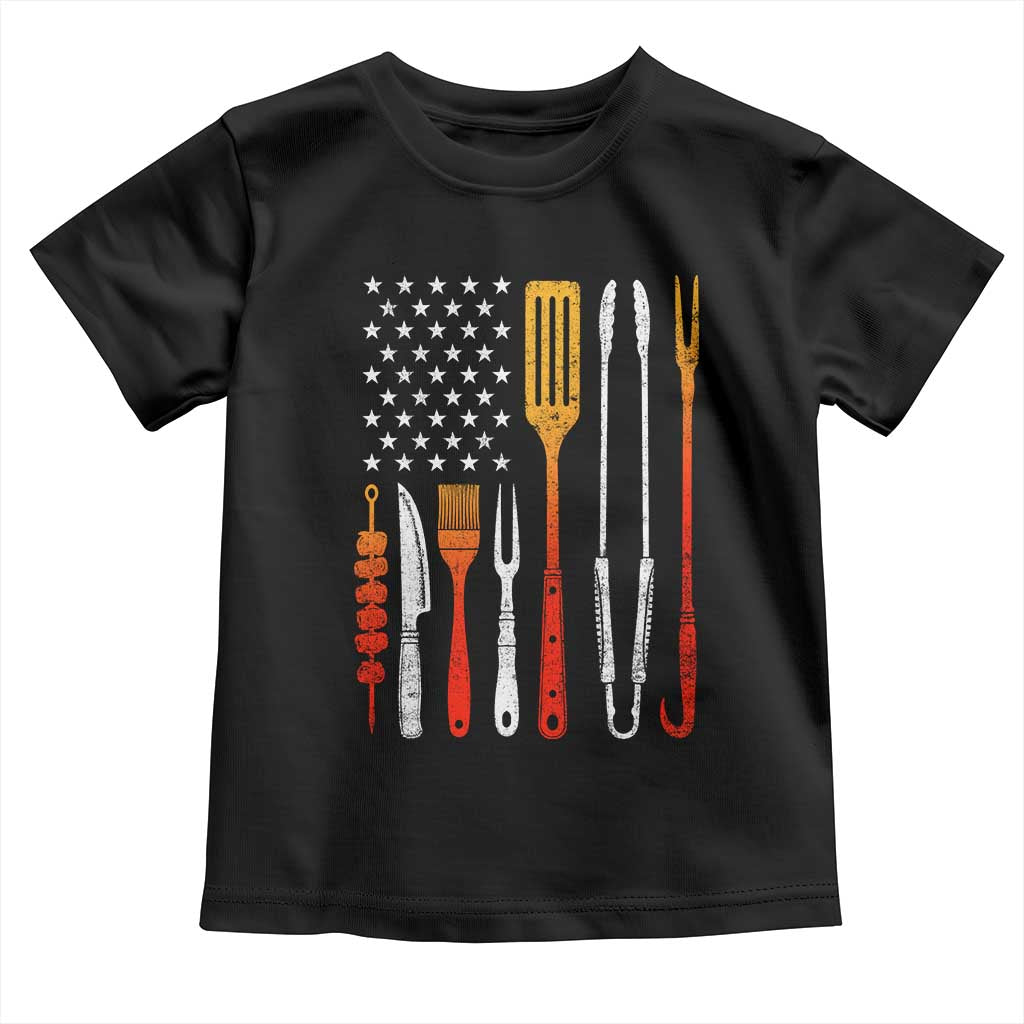 Bbq Smoker Toddler T Shirt Barbecue Chef Smoking Tools Grilling Pit Master USA Flag TS10 Black Print Your Wear