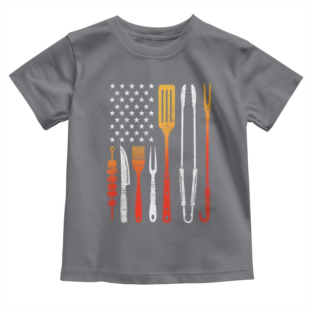 Bbq Smoker Toddler T Shirt Barbecue Chef Smoking Tools Grilling Pit Master USA Flag TS10 Charcoal Print Your Wear