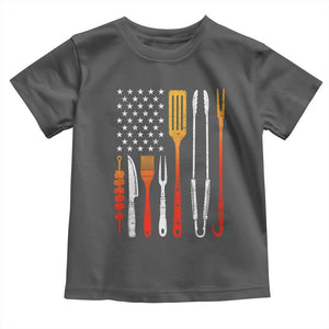 Bbq Smoker Toddler T Shirt Barbecue Chef Smoking Tools Grilling Pit Master USA Flag TS10 Dark Heather Print Your Wear