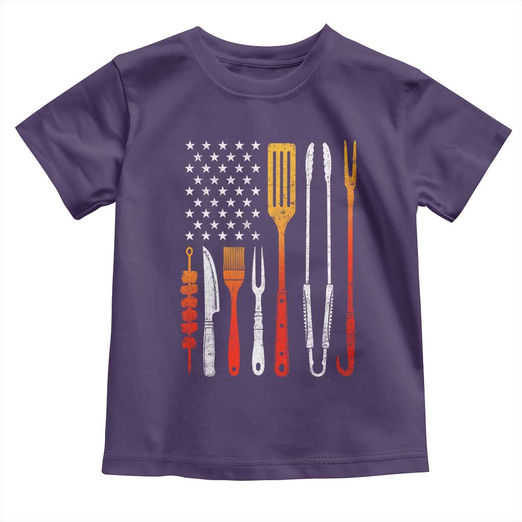 Bbq Smoker Toddler T Shirt Barbecue Chef Smoking Tools Grilling Pit Master USA Flag TS10 Purple Print Your Wear