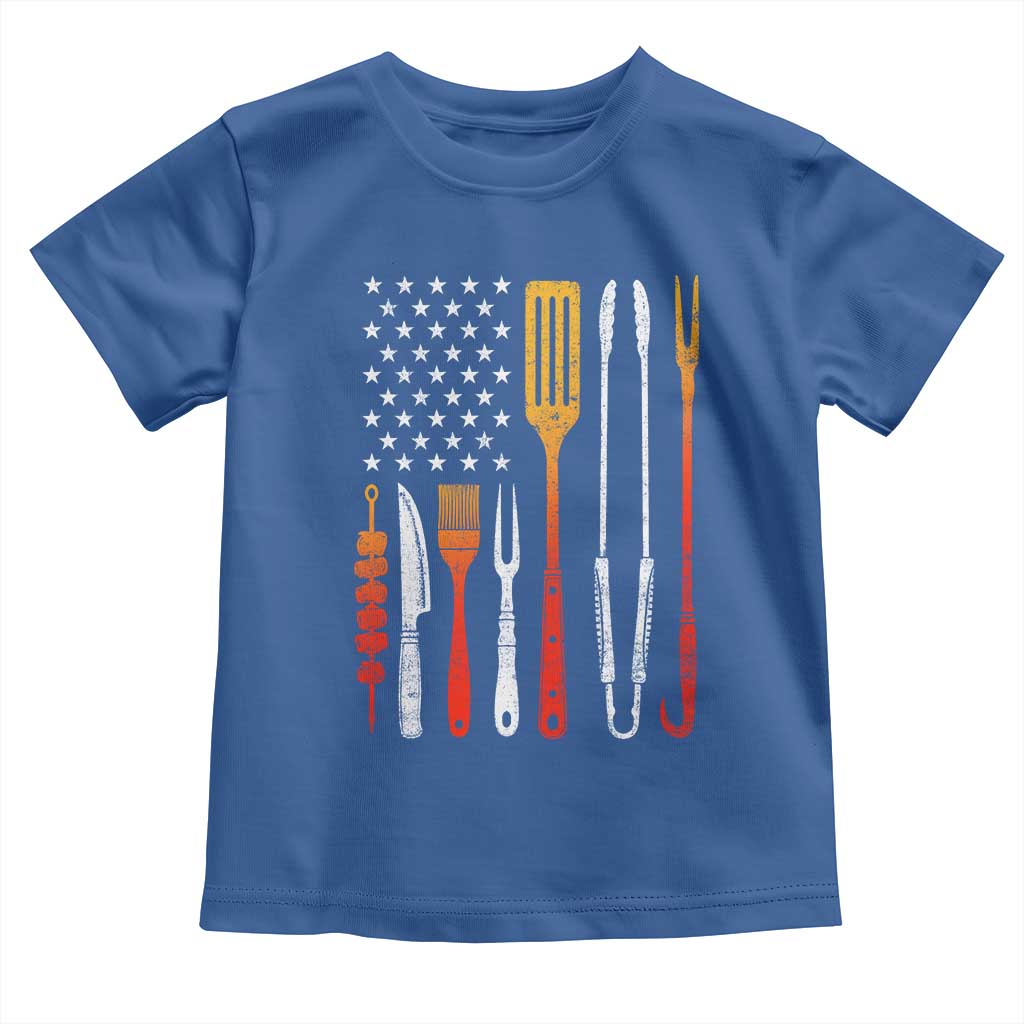 Bbq Smoker Toddler T Shirt Barbecue Chef Smoking Tools Grilling Pit Master USA Flag TS10 Royal Blue Print Your Wear
