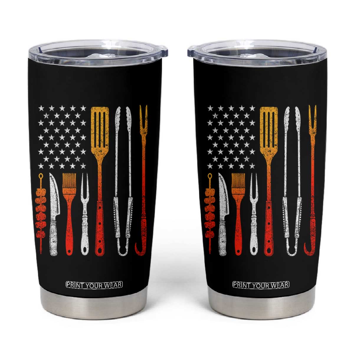 Bbq Smoker Tumbler Cup Barbecue Chef Smoking Tools Grilling Pit Master USA Flag TS10 Black Print Your Wear