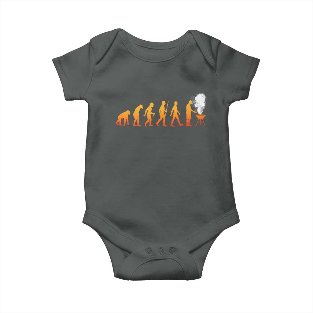 Funny BBQ Baby Onesie Evolution Of Grill Master Grilling Gifts Meat Smoking TS10 Dark Heather Print Your Wear