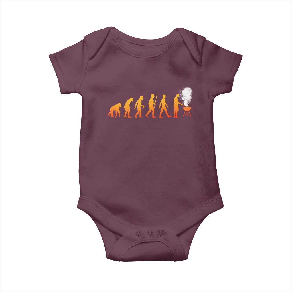 Funny BBQ Baby Onesie Evolution Of Grill Master Grilling Gifts Meat Smoking TS10 Maroon Print Your Wear