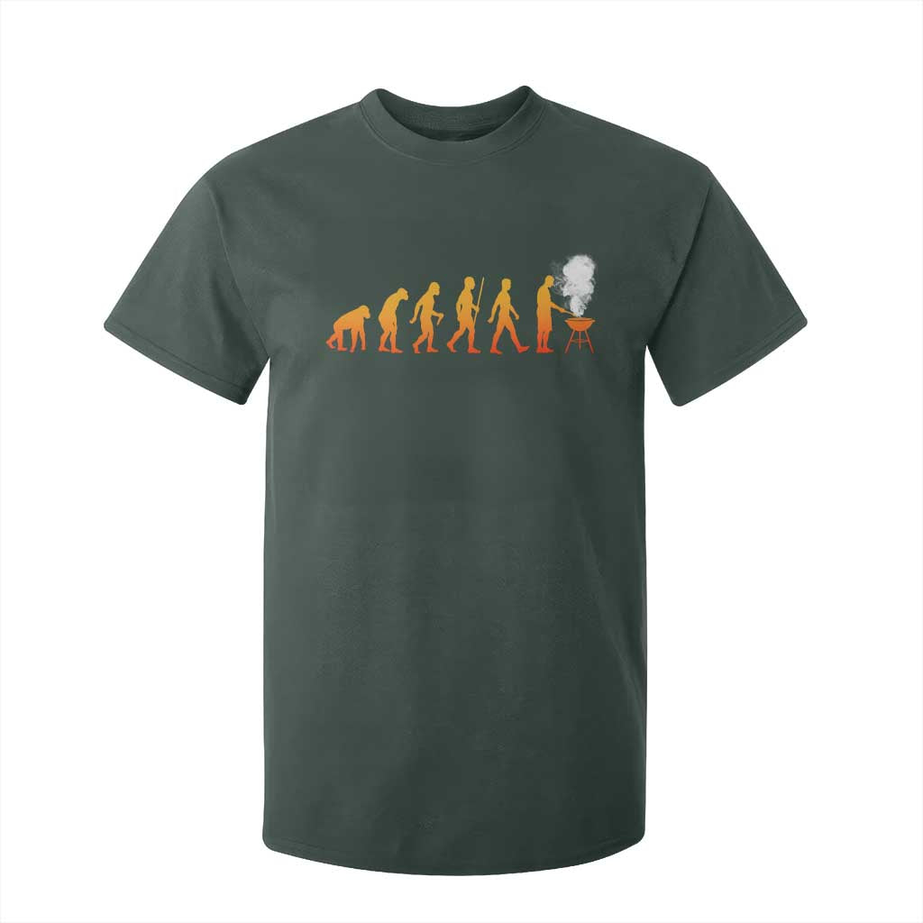 Funny BBQ T Shirt For Kid Evolution Of Grill Master Grilling Gifts Meat Smoking TS10 Dark Forest Green Print Your Wear