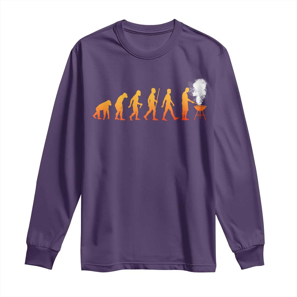 Funny BBQ Long Sleeve Shirt Evolution Of Grill Master Grilling Gifts Meat Smoking TS10 Purple Print Your Wear