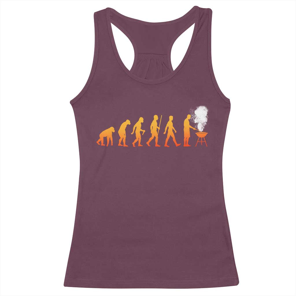 Funny BBQ Racerback Tank Top Evolution Of Grill Master Grilling Gifts Meat Smoking TS10 Maroon Print Your Wear