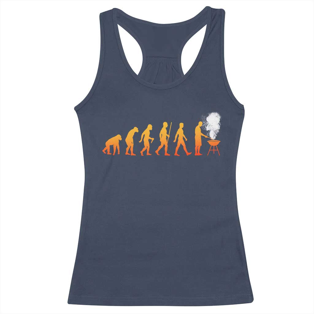 Funny BBQ Racerback Tank Top Evolution Of Grill Master Grilling Gifts Meat Smoking TS10 Navy Print Your Wear