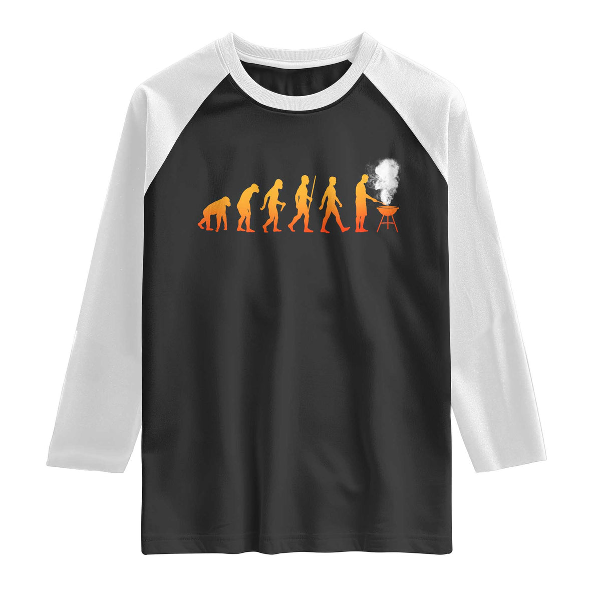 Funny BBQ Raglan Shirt Evolution Of Grill Master Grilling Gifts Meat Smoking TS10 Black White Print Your Wear