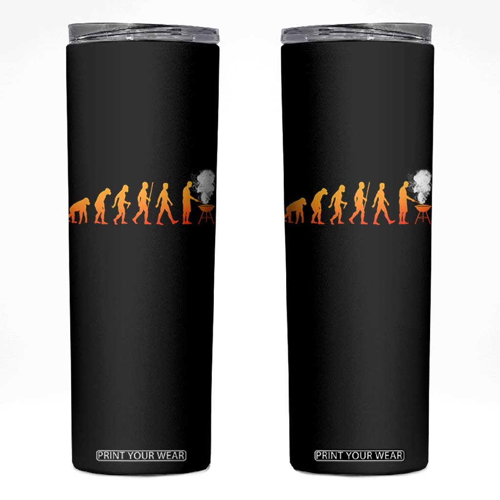 Funny BBQ Skinny Tumbler Evolution Of Grill Master Grilling Gifts Meat Smoking TS10 Black Print Your Wear