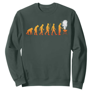 Funny BBQ Sweatshirt Evolution Of Grill Master Grilling Gifts Meat Smoking TS10 Dark Forest Green Print Your Wear