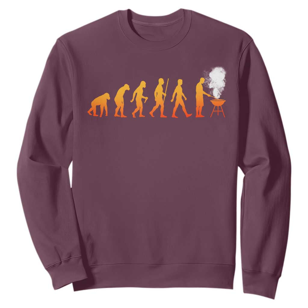 Funny BBQ Sweatshirt Evolution Of Grill Master Grilling Gifts Meat Smoking TS10 Maroon Print Your Wear