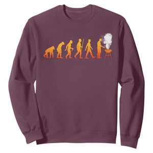 Funny BBQ Sweatshirt Evolution Of Grill Master Grilling Gifts Meat Smoking TS10 Maroon Print Your Wear