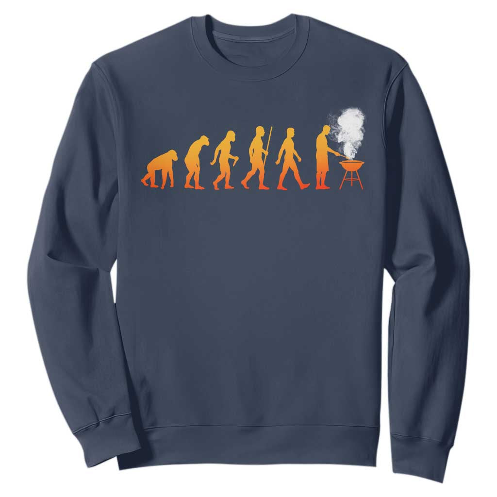 Funny BBQ Sweatshirt Evolution Of Grill Master Grilling Gifts Meat Smoking TS10 Navy Print Your Wear